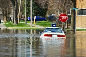 Flood Scene in Los Angeles County, Downey, CA Provided by Carmar Insurance Agency